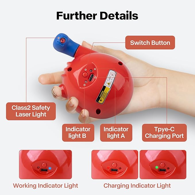 Pet Prime Cat Laser Toy 360° Random Rotation Cat Laser Pointer Toy Rechargeable Automatic Interactive Cat Toy for Bored Indoor Cats/Kittens Self Play