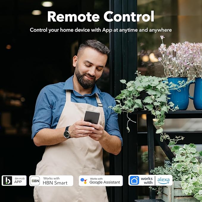 Outdoor Smart WiFi Plug, HBN Heavy Duty Wi-Fi Timer with Two Grounded Outlet, Wireless Remote Control by App Compatible with Alexa and Google Home Assistant 2.4 GHz Network only, ETL Listed (1 Pack)