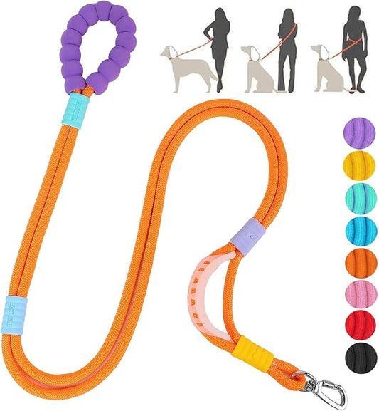 JSXD Dog Leash,5 FT Heavy Duty Dog Training Leash,Double Handle Comfortable Padded Hands Free Dog Leash,Adjustable Crossbody Waist Leash for Small Medium Large Dogs(Orange)