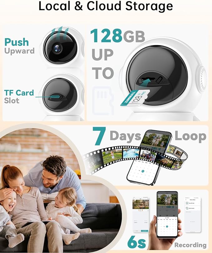 ZUMIMALL Security Camera Indoor, 5G/2.4G WiFi Baby Monitor with Camera and Audio, 2K Wired Pet Cameras for Home Security, One-Click Call, Auto Tracking, Cry/PIR/AI Detection, Alexa/ONVIF/Cloud