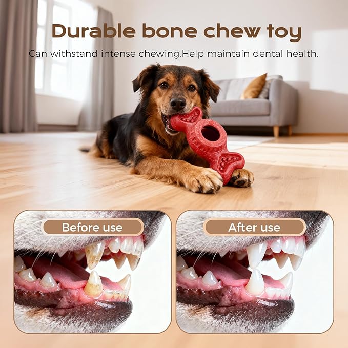 Freeze Bone for Dogs - Frozen Treat Chew Dog Toy for Aggressive Chewers to Keep Them Busy, Ice Cream Holder Freezebone with Mold Cups, Fillable Cognitive Licking Toy, Red