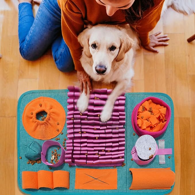 Snuffle mat for Dogs, Interactive Feeding Game, stimulates Natural Foraging Instincts in Cats and Dogs, Travel-Friendly, Dog Treat Dispenser, Suitable for Indoor and Outdoor use.