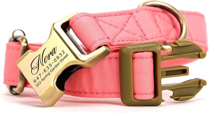 Personalized Dog Collar with Name and Phone Number Engraved,Adjustable Custom Puppy Collar,Organic Cotton Pet Collar for Small Medium Large Boy Girl Dogs