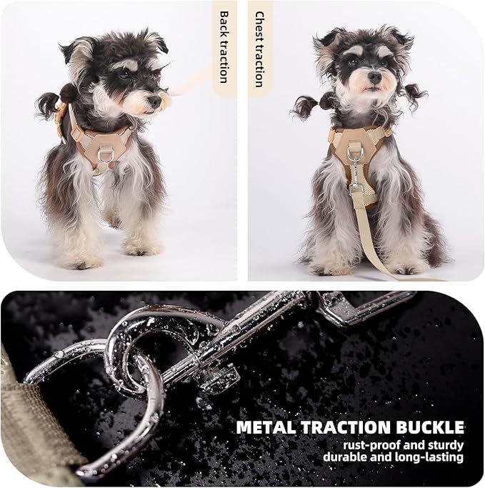 Small Dog Harness and Leash Set, Breathable Mesh Puppy Harness, Adjustable Dog Harness for Small Medium Large Dogs, No-Pull Pet Harness for Daily Walking (Faint Yellow, S)