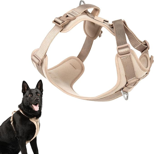 All-Weather No Pull Dog Harness Reflective Vest Harness QR Code Anti-Lost Adjustable Quick-Release Buckle Soft Padded Breathable Harness for Small Medium Large Dog (Super Reflect-Earth, L)