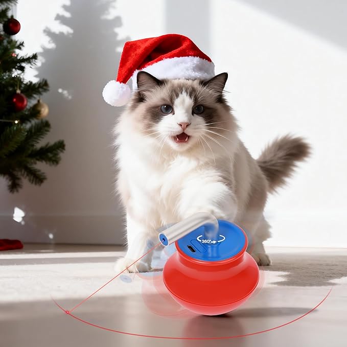 Pet Prime Cat Laser Pointer Toy for Indoor Cats Automatic 360° Random Rotation Cat Laser Toy Rechargeable Interactive Cat Toy for Bored Indoor
