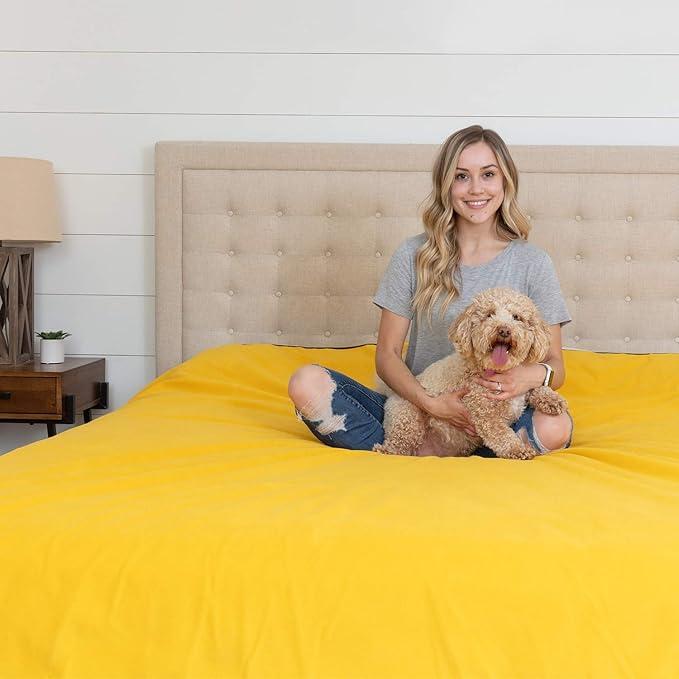 Waterproof Blanket for Bed or Couch – Soft and Leakproof Waterproof Throw Blanket, Water Proof & Stain Resistant Easy to Clean Throw Blanket Cover for Adults or Pets, Reversible Khaki/Ochre 80”x90”