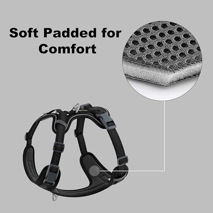 Plutus Pet No Pull Dog Harness, Release at Neck, Soft Padded, Reflective Adjustable Dog Vest Harness for Small, Medium, Large Dogs(Black, XS)