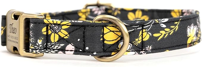 Personalized Dog Collar with Name and Phone Number Engraved,Adjustable Custom Puppy Collar,Organic Cotton Pet Collar for Small Medium Large Boy Girl Dogs