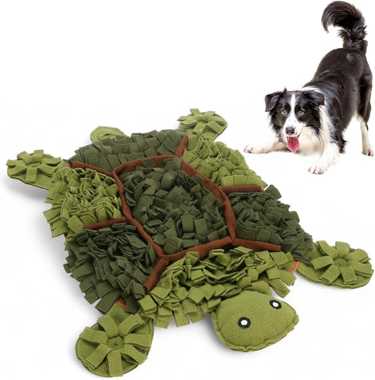 Snuffle Mat for Dogs, Turtle Design 28.8''×22.8 ''Inch Large Snuffle Mat for Dogs, Slow Feeder Dog Food Mat, Mental Stimulation Enrichment Puzzle Feeder Dog Toy for Anxiety Relief（Brown）