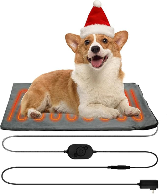 Dog Heating Mat, 22x18in Waterproof Pet Pad for Dogs Smart Thermostat Switch, Whelping Supplies Heated Dog Bed, Puppy Heating Pad Mat