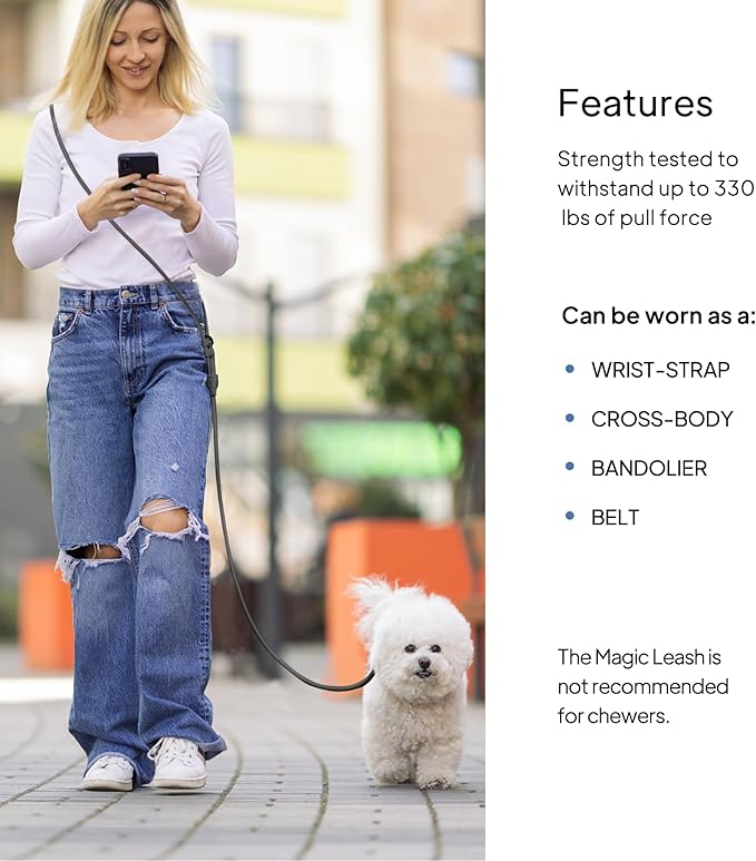 Twoear Hands Free Dog Leash Crossbody, Waterproof Hands Free Leash for Large Dogs Walking, Running, Hiking, Training