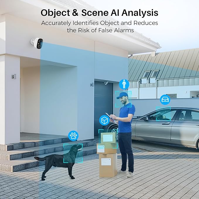 2K Security Cameras Wireless Outdoor, Battery Powered WiFi Cameras for Home Security Indoor with AI Motion Detection, Color Night Vision, 2-Way Talk, IP66, SD/Cloud Storage, 2 Pack