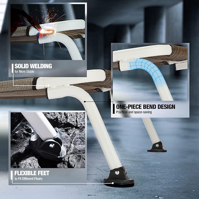 Veehoo Elevated Dog Bed for Outdoor, Cooling Waterproof Raised Dog Cots Beds for Medium Dogs, Curved Off Ground Pet Hammock Cot Lifted for Outside, up to 65lbs, White Legs, Brown 32"