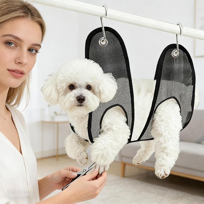 Cat Grooming Hammock, Anti Scratching Restraint Bag, 30x25cm Pet Grooming Highlight, Breathable Mesh Harness Detail SPU, S Hook Hanging Bag with Adjustable Straps, Ear Washing Combing for Cats Puppy