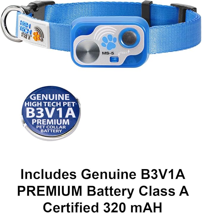 MS-5 Designer Series, Premium Performance Automatic Pet Door Collar by High Tech Pet Brand - Blue Case & Strap - Class A Battery Included - Stylish Design - Waterproof - Rugged - USA Support (Blue)