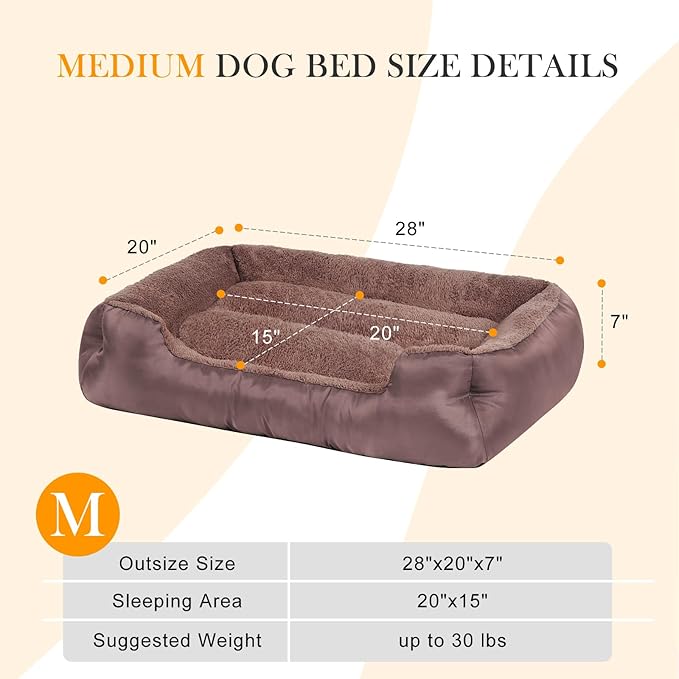 Dog Beds for Small Dogs Washable, Rectangle Dog Bed, Warming Soft Calming Sleeping Puppy Bed with Anti-Slip Bottom