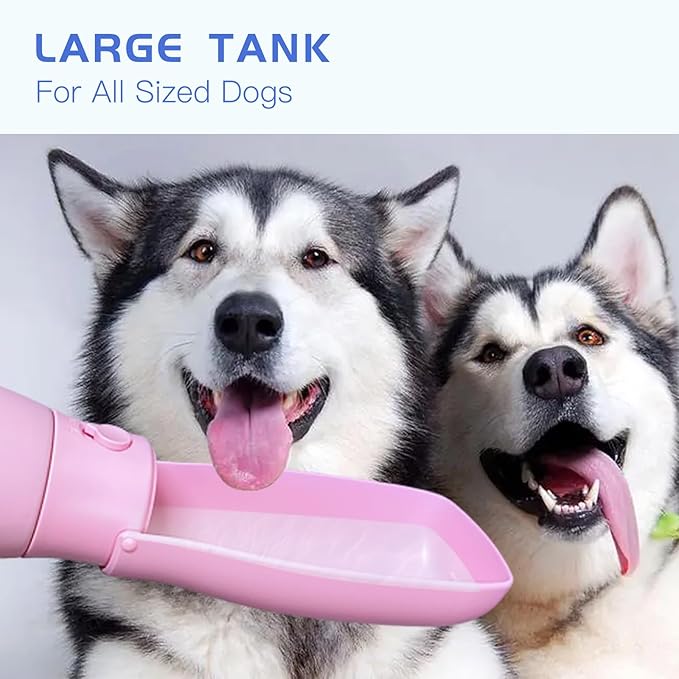 Dog Water Bottle Portable - Food Grade Material BPA Free, 19Oz Leak Proof Pet Water Bowl Dispenser, Travel Puppy Accessories for Outdoor Walking Camping, Dogs Birthday Gifts (Pink&Green)