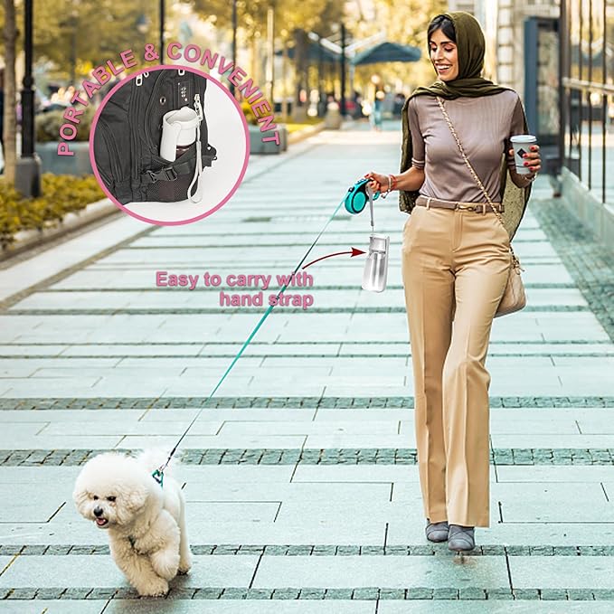 Portable Dog Water Bottle - Foldable Dog Water Dispenser | Leak Proof & Food Grade Plastic Travel | Pet Water Bottle for Cat Outdoor Walking Hiking Travel（US） (White, 19oz)