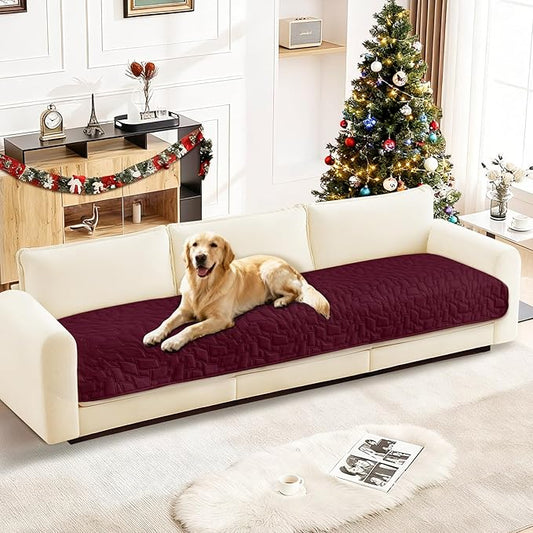 Waterproof Couch Covers for Pets, Waterproof Dog Bed Cover, Anti-Slip Soft Dog Blankets, Couch Cover for Dogs Washable, Pet Blanket for Puppy Large Dogs Christmas (30x70 Inch, Burgundy)