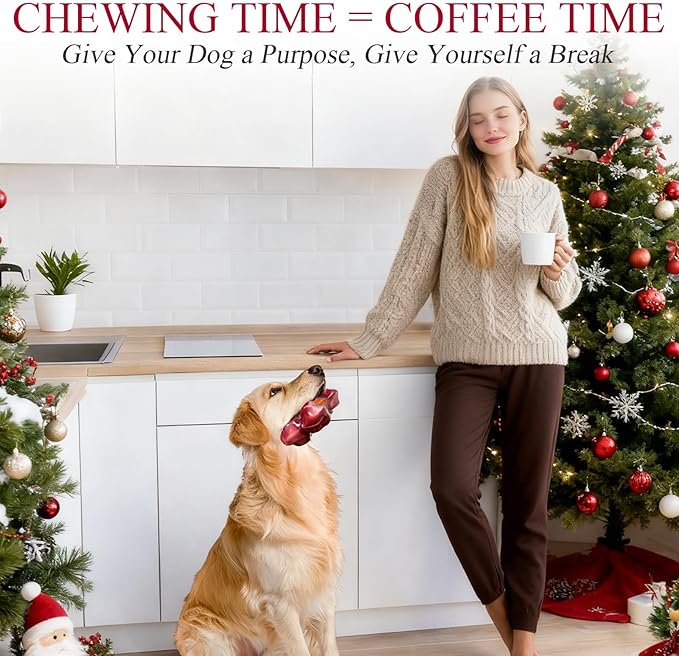 Apasiri Dog Toys for Aggressive Chewers Peanut Butter Flavored: 3-Pack Dog Bones for Large Dogs, 8" Chew Toys Long-Lasting, Tough Nylon & Rubber Dogs Toys