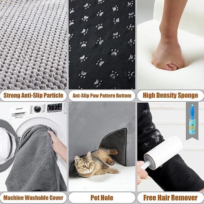 7-Step Dog Stairs for High Beds, 34" H Pet Ramp Stairs for 30-36 Inch Couch Bed, Non-Slip Indoor Pet Stairs for Small Old Large Dogs and Cats