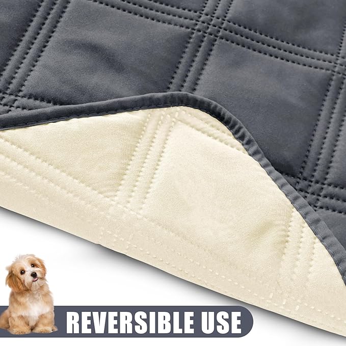 Smiry Waterproof Dog Bed Cover Blanket 40x80, Soft Reversible Pet Blanket, Washable Leakproof Cats Dogs Couch Cover for Sofa, Couch, Furniture, Lattice, Dark Grey/Beige
