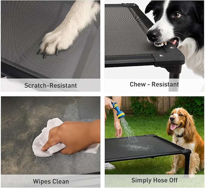 Sytopia 47'' Outdoor Elevated Dog Bed for Extra Large Dogs, Chew-Proof Pet Camping Raised Cot with Breathable Mesh - Durable Frame, Cooling Hammock Bed, Non-Slip Feet, Waterproof, Easy Clean