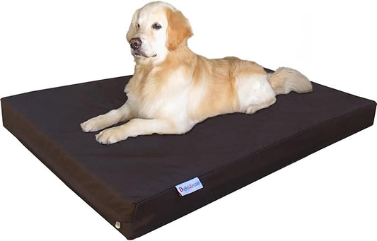 Dogbed4less Orthopedic Waterproof Heavy Duty Gel Cool Memory Foam Dog Bed for Large pet, Nylon Cover in Brown, Jumbo 55"X47"X4"
