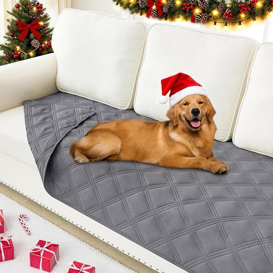 Smiry Waterproof Dog Bed Cover Blanket 30x70, Soft Reversible Pet Blanket, Washable Leakproof Cats Dogs Couch Cover for Sofa, Couch, Furniture, Lattice, Grey/Grey