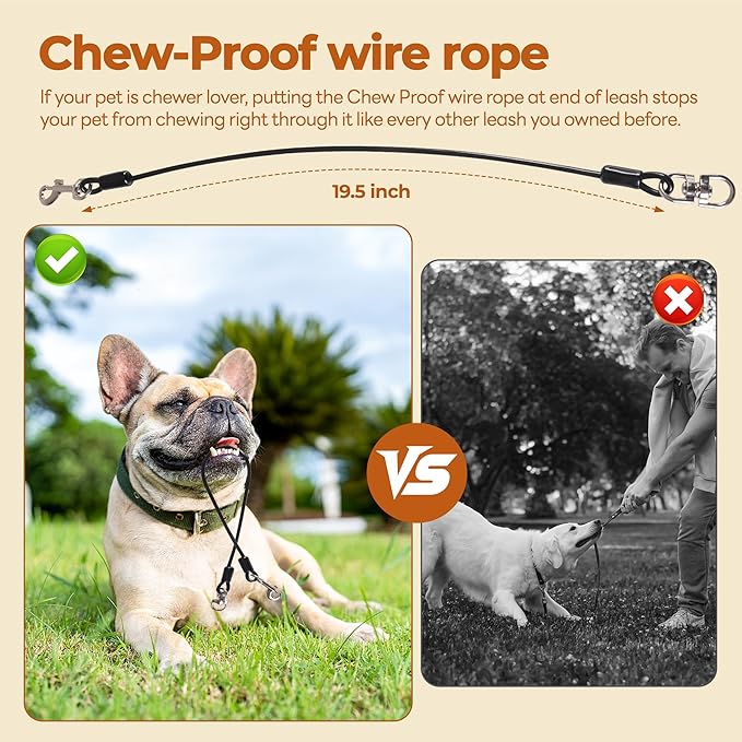 16Ft Retractable Dog Leash, Chew Proof Leash with Wire Pope and Strong Nylon Tape, 360 Tangle-Free Walking Lead for Small to Large Dogs up to 110lbs, One-Hand Brake, White