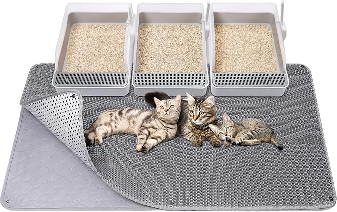Fostanfly Cat Litter Mat - Extra Large XL 45"x 27" Cat Litter Trapping Mat, Machine Washable Double Layer Design, Urine & Waterproof for Kitty- Easy Clean for Floor