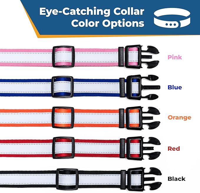 GoTags Reflective Personalized Dog Collar, Custom Embroidered with Pet Name and Phone Number in Red for Boy and Girl Dogs, Adjustable Large