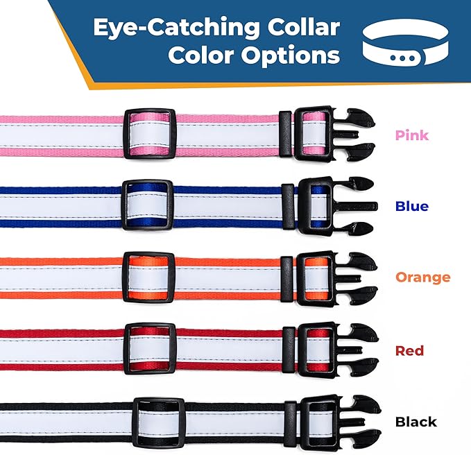 GoTags Reflective Personalized Dog Collar, Custom Embroidered with Pet Name and Phone Number in Red for Boy and Girl Dogs, Adjustable Small