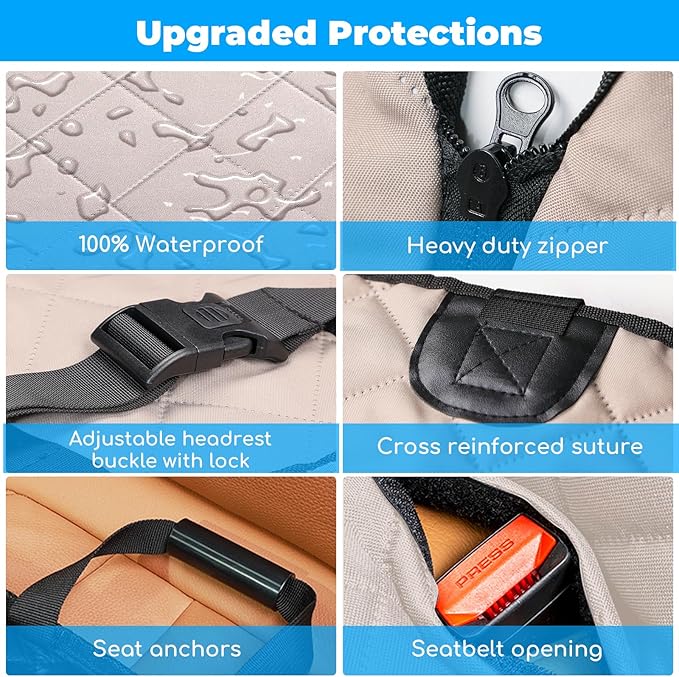 URPOWER Back Seat Extender for Dogs - Hard Bottom Dog Car Seat Cover Holds 550 lbs, Waterproof Dog Hammock Dogs Bed for Cars, SUVs, Pet Backseat Protector with Mesh Window & Large Space