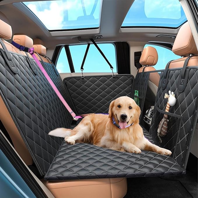 Roses&Poetry Hands Free Dog Leash with Zipper Pouch, 6-9ft Bungee Waist Leash for Medium Large Dogs Walking, Running Lead with Dual Padded Handles Car Safety Buckle for Training Jogging