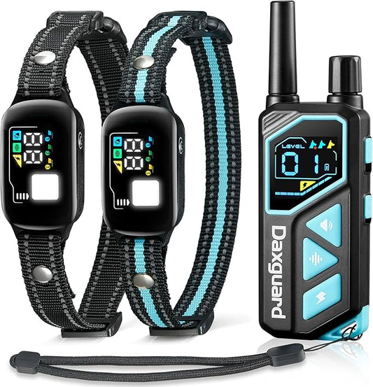 Dog Shock Collar with Remote-3300 Feet & IPX7 Waterproof Dog Training Collar -Beeper, Vibration, Safe Shock for 7-120lbs Large, Medium, Small Dogs, with Keypad Lock, Rechargeable Bark Collar（2Dogs