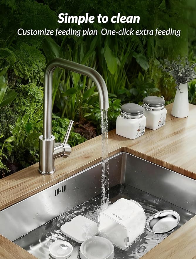 Automatic Cat Feeder with Camera, 4L Timed Cat Food Feeder,2-Way Audio & App Remote Control,Desiccant Bag,Auto Pet Dispenser for Cats and Dogs