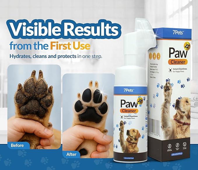 Paw Cleaner for Dogs & Cats | Gentle Dog Paw Washer | No Rinse Foaming | Unscented | Pet Foot Cleaner with Built-in Silicone Brush for Muddy Paws | Puppy & Kitten Paw Wash | 5 fl oz