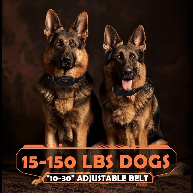 PATPET Dog Training Collar, 1.2 Mile Range 101 Training Levels Dog Shock Collar with Remote Control (15-150 lbs), Waterproof 100% Safe E Collar for Large Dogs (Black with Vivid Orange, 2 receivers)
