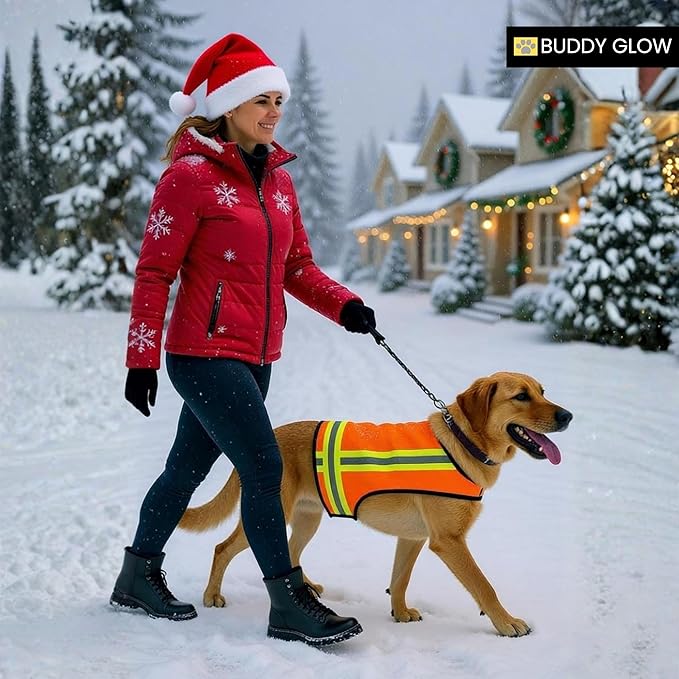 Reflective Dog Vest. Hi Visibility Blaze Orange Hunting Safety Vest Adjustable, Lightweight for Outdoor use - Hiking, Walking & Hunting. Water Resistant (Large)
