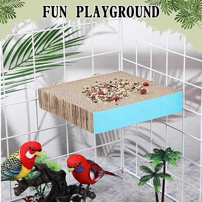 Skyygemm 3 Pcs Bird Chew Toys Parrot Perch Cardboard Platform for Cage Bird Paw Grinding Stand Parrot Cage Playground Exercise Toys for Macaws Small Parakeets Budgies Conure Cockatiel(Large)