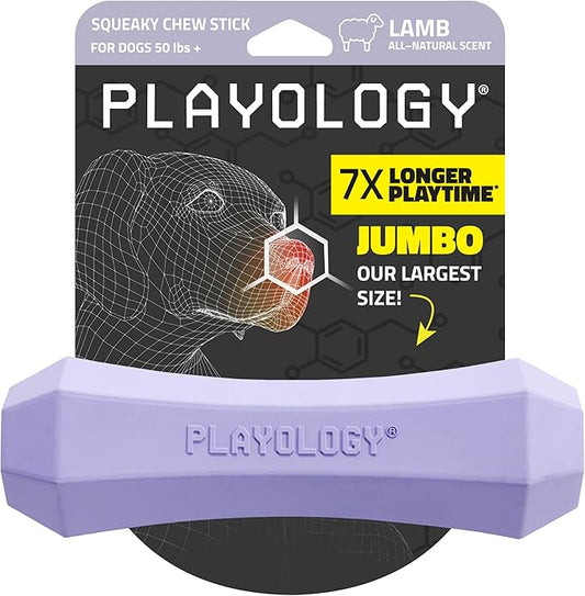 Playology Dog Toys | Durable Squeaky Chew Stick for Dogs | Jumbo Lamb Scented Toy - Easy to Clean and Made from Non Toxic Materials