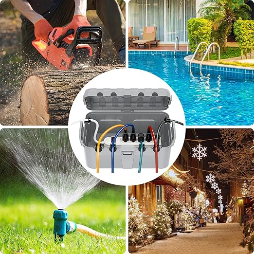 RESTMO 5-Piece Outdoor Waterproof Electrical Box Set – 12.5" x 8.5" x 5" Large & 7.1" x 2.3" x 2.3" Small, Weatherproof Boxes for Power Strip, Outlet, Plug, Socket, Timer, Holiday Light, Light Gray