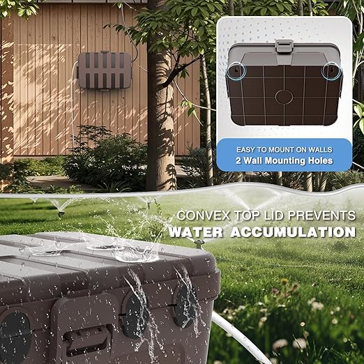 Flemoon Outdoor Electrical Box Waterproof, IP54 Waterproof Extension Cord Cover, Protect Outlet, Plug, Socket, Timer, Power Strip, Holiday Light, Large Weatherproof Connection Box, Brown