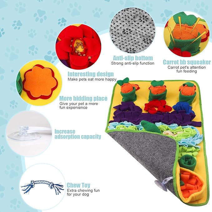 Snuffle Mat for Dogs Large Breed - 32'' X 20'' Washable Durable Sniff Mat for Slow Feeding Training, Enrichment Puzzle Toy for Mental Stimulation & Stress Relief