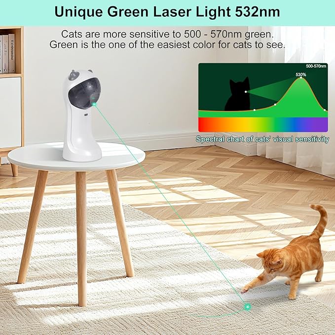 TBTeek Cat Toy Motion-Activated, Green Light, Rechargeable, Automatic Cat Toy with Rotating Red Light, 4 Speed Modes for Indoor Cats, Kittens & Dogs