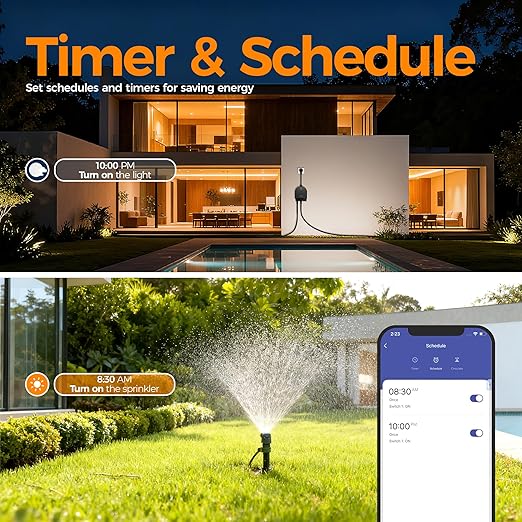 TESSAN Outdoor Smart Plug Waterproof, 2.4GHz WiFi Only, WiFi Smart Outlet with 3 Individual Sockets Compatible with Alexa and Google Home, Remote Control and Timer Function