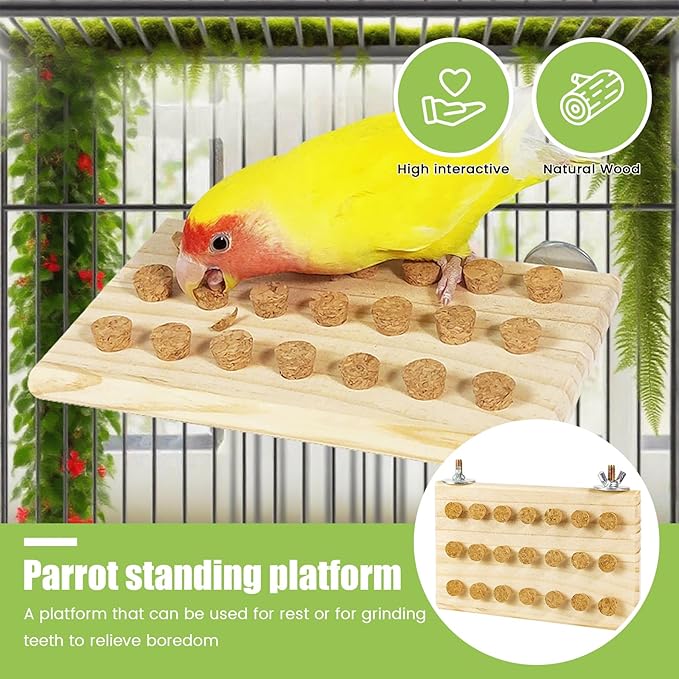 Wooden Bird Chew Toy, Parrot Biting Toys, Foraging Training, Relieve Boredom & Anxiety, Bird Cage Accessories, for Small Parakeets, Conures, Macaws, Budgies, Finches, JPN N
