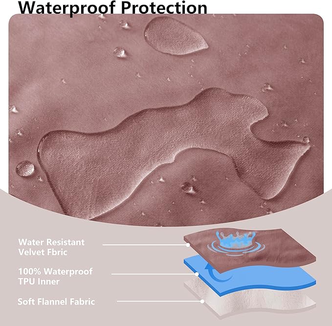 Waterproof Blanket for Couch, Leak Proof Dog Bed Blankets Reversible, Pet Throw Sofa Furniture Protector Machine Washable-52 x82,Burgundy Red+Cream